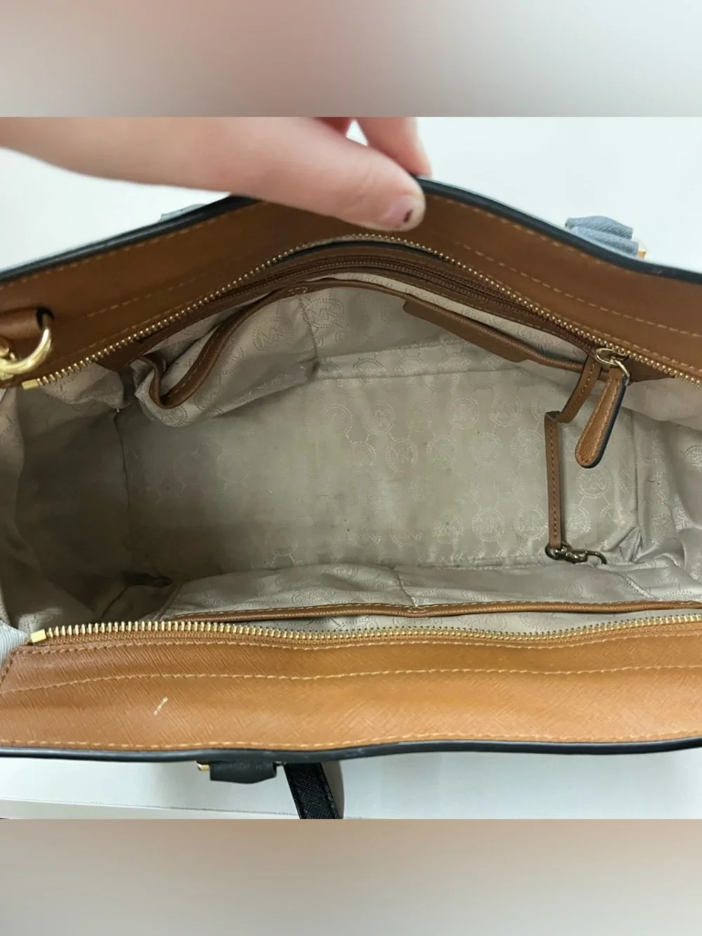 MICHAEL KORS Acorn Colorblock Selma Satchel Tote Shoulder Bag